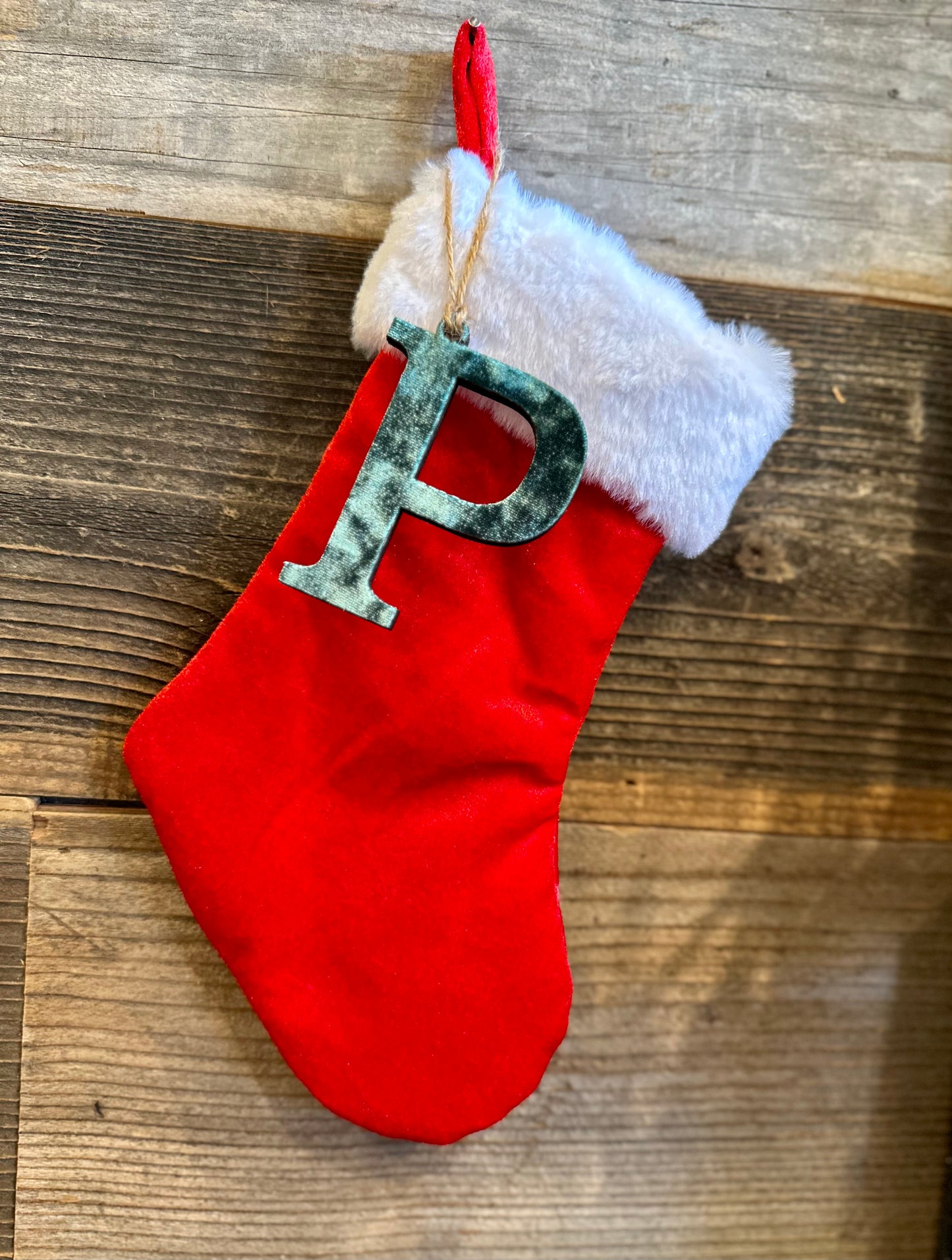 Velvet Initial Stocking Tag