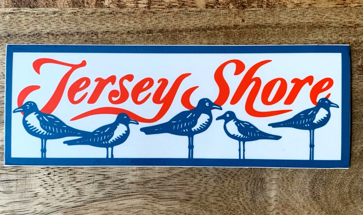 Jersey Shore Sticker with Seagulls Sticker