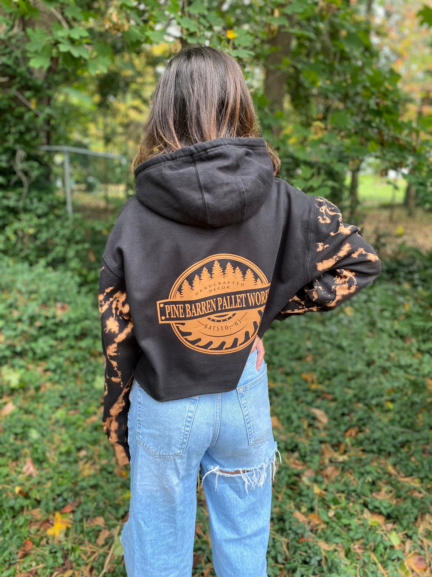 Bleach Dye Cropped Hoodie