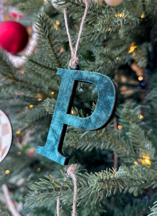 Velvet Initial Stocking Tag