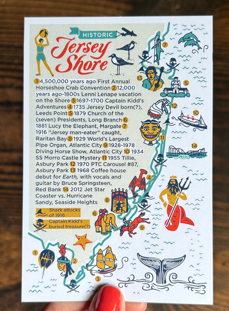 Jersey Shore Map Post Card